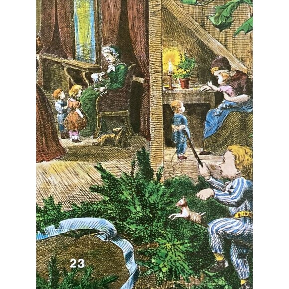Vintage Christmas Advent Calendar w Elves Cherub Baby Jesus DANSKE BILLEDER # 40 - Picture 13 of 16